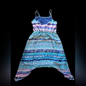 Watercolor Sharkbite Maxi Dress